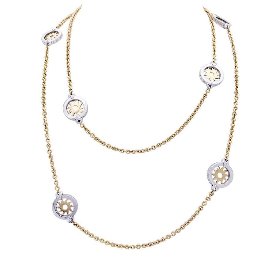 Sautoir Bulgari "Tondo Sun" or jaune, acier.