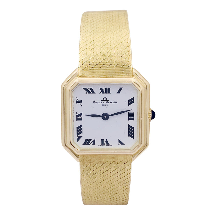 Montre vintage Baume & Mercier, or jaune.