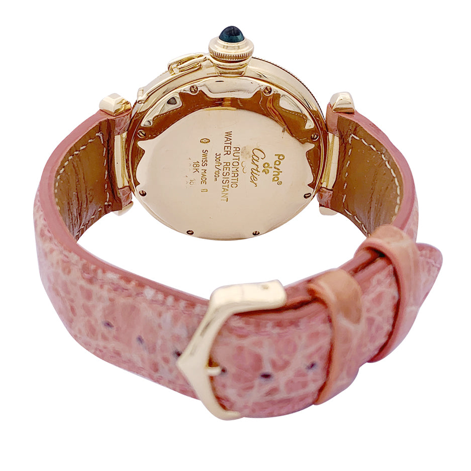 Cartier "Pasha" watch, yellow gold, leather.