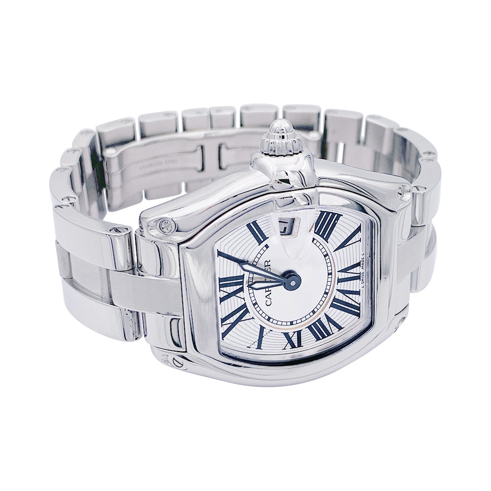 Cartier watch, "Roadster", steel on steel.