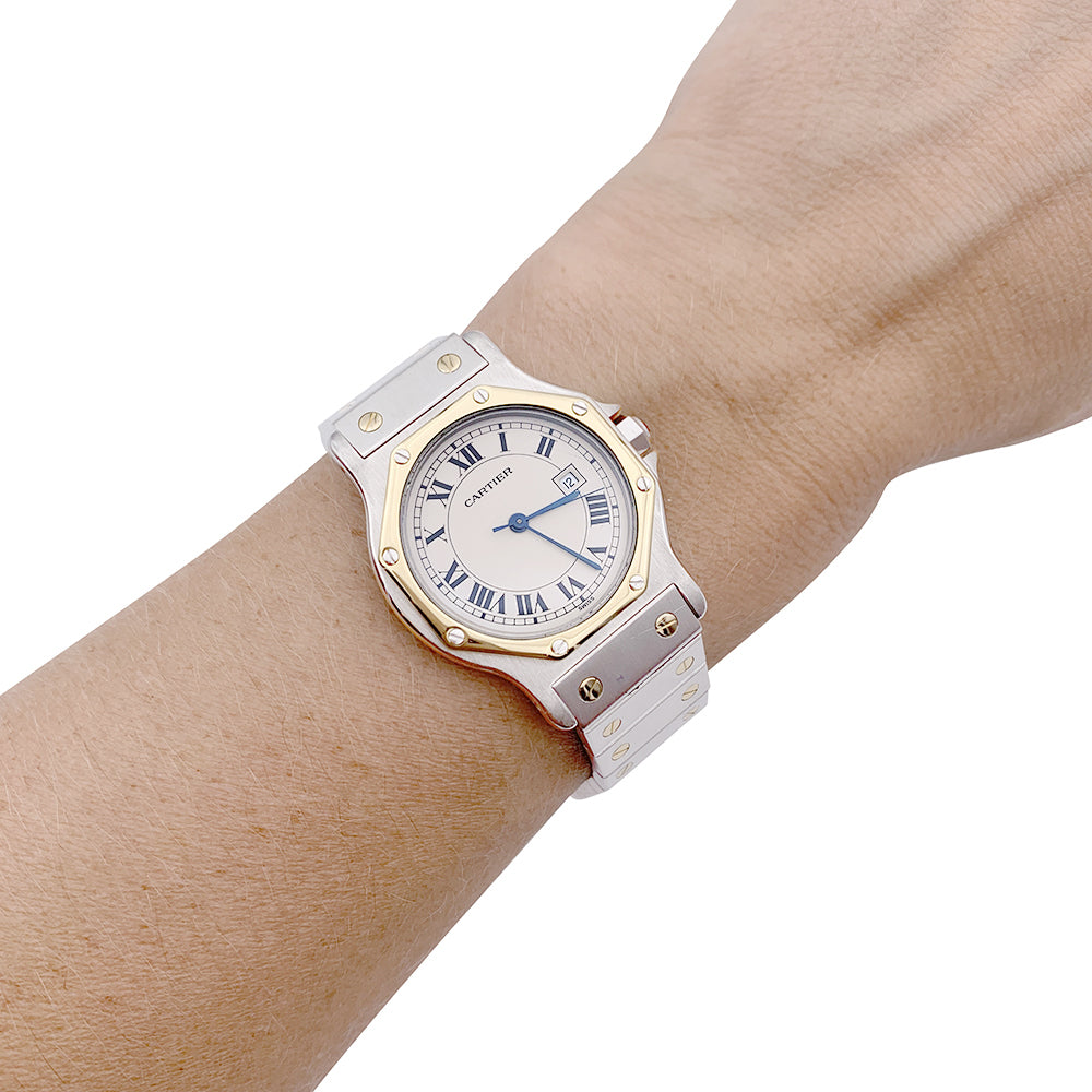 Cartier watch, "Santos Octogonale", steel and gold.