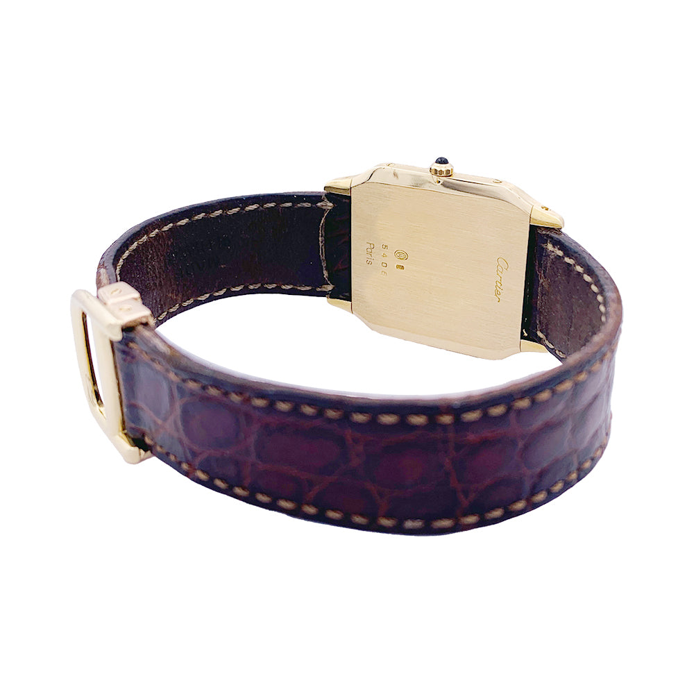 Cartier watch, "Santos Dumont", yellow gold, leather.