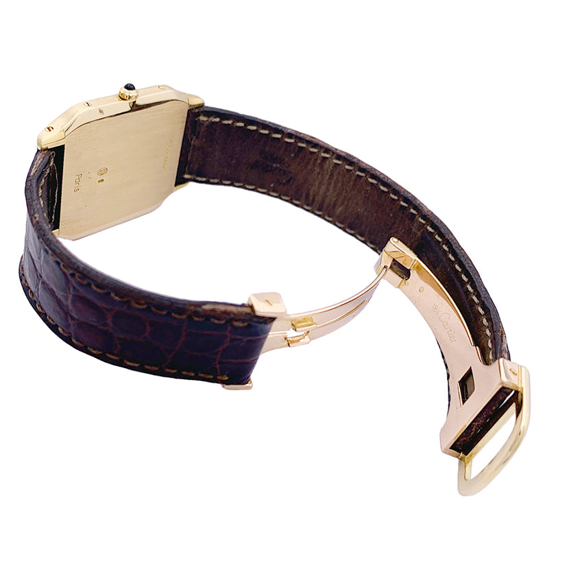 Cartier watch, "Santos Dumont", yellow gold, leather.