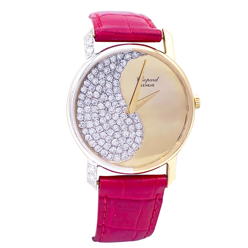 Montre Chopard, or jaune, or blanc, diamants.