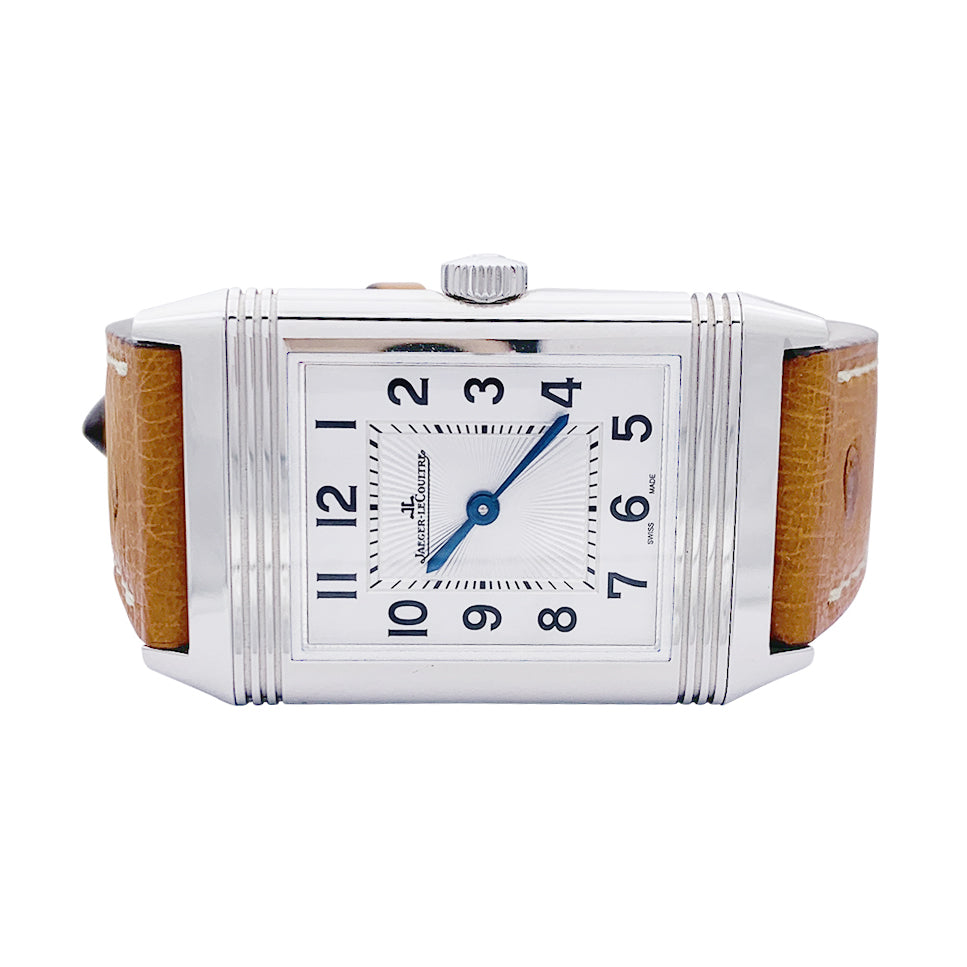 Montre Jaeger Lecoultre, "Reverso Classic", acier, cuir.