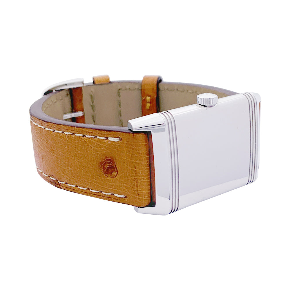 Montre Jaeger Lecoultre, "Reverso Classic", acier, cuir.