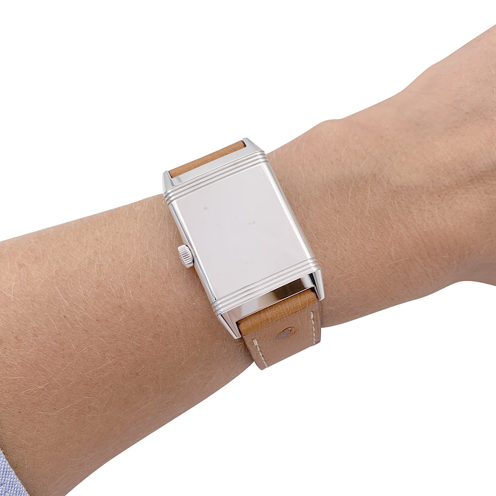 Montre Jaeger Lecoultre, "Reverso Classic", acier, cuir.