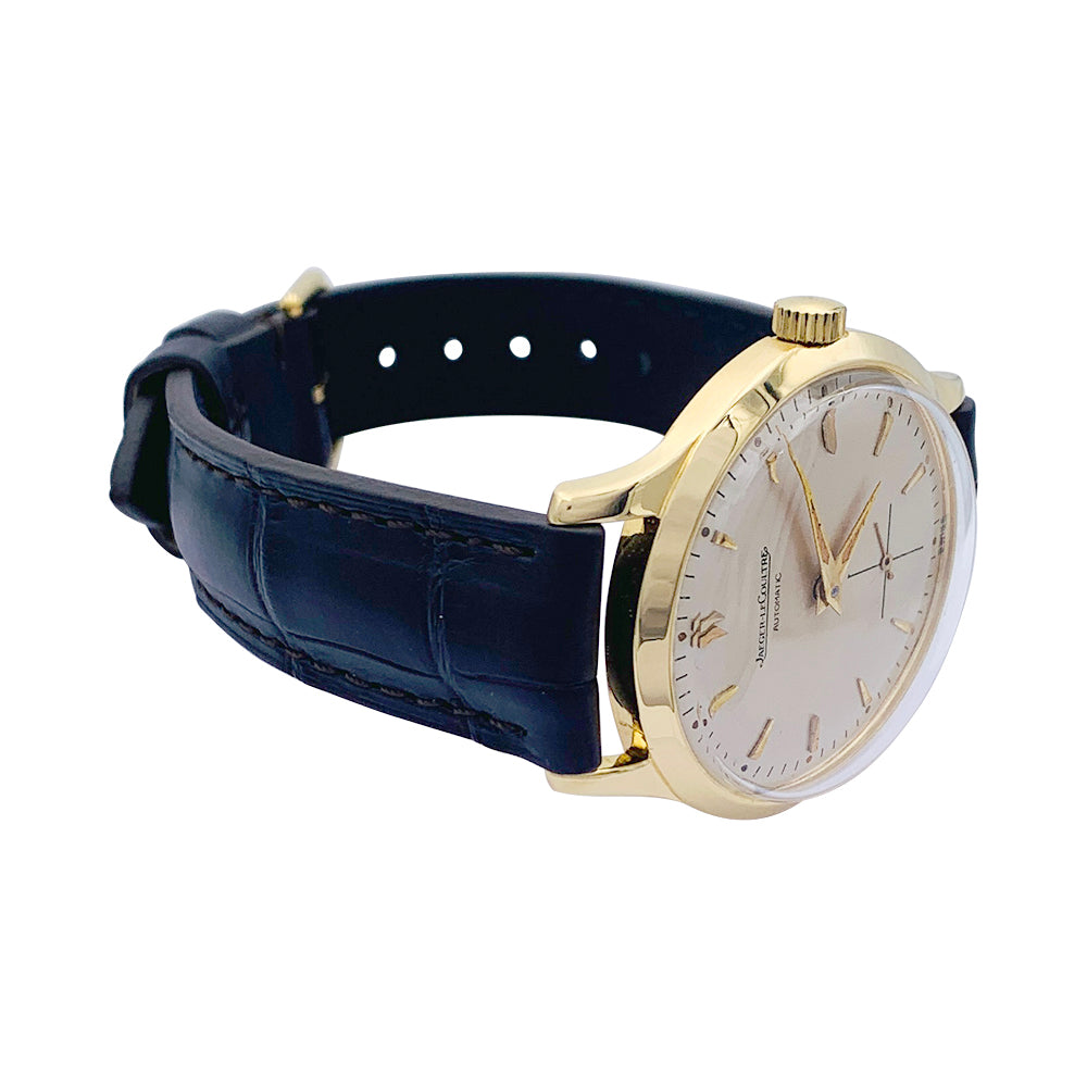 Montre Jaeger Lecoultre, or jaune, cuir.