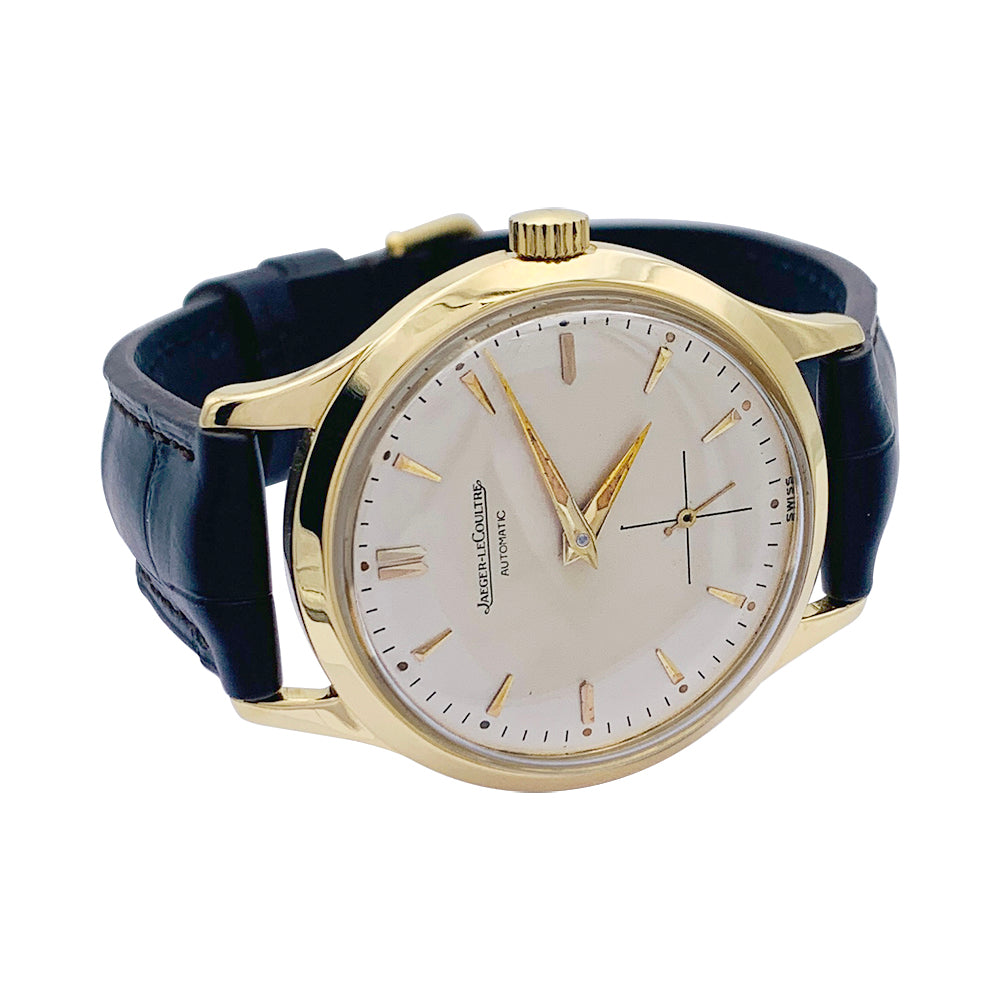 Montre Jaeger Lecoultre, or jaune, cuir.