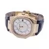 Montre Patek Philippe, "Nautilus", or rose, diamants, cuir.