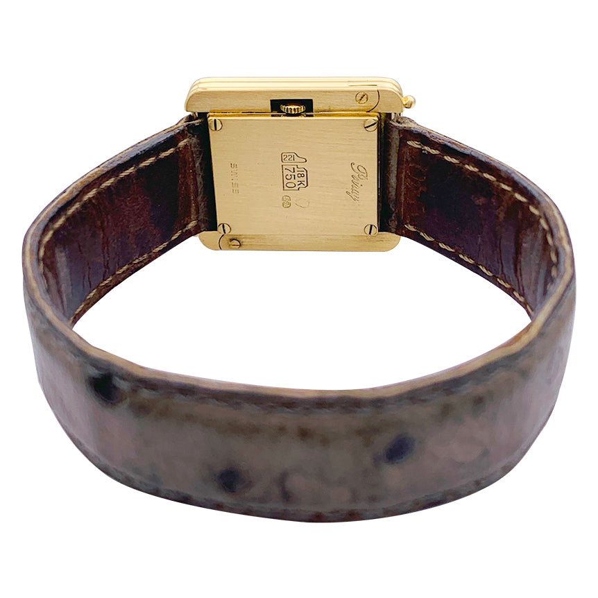 Poiray watch, "Ma Première", in yellow gold, interchangeable leather strap.