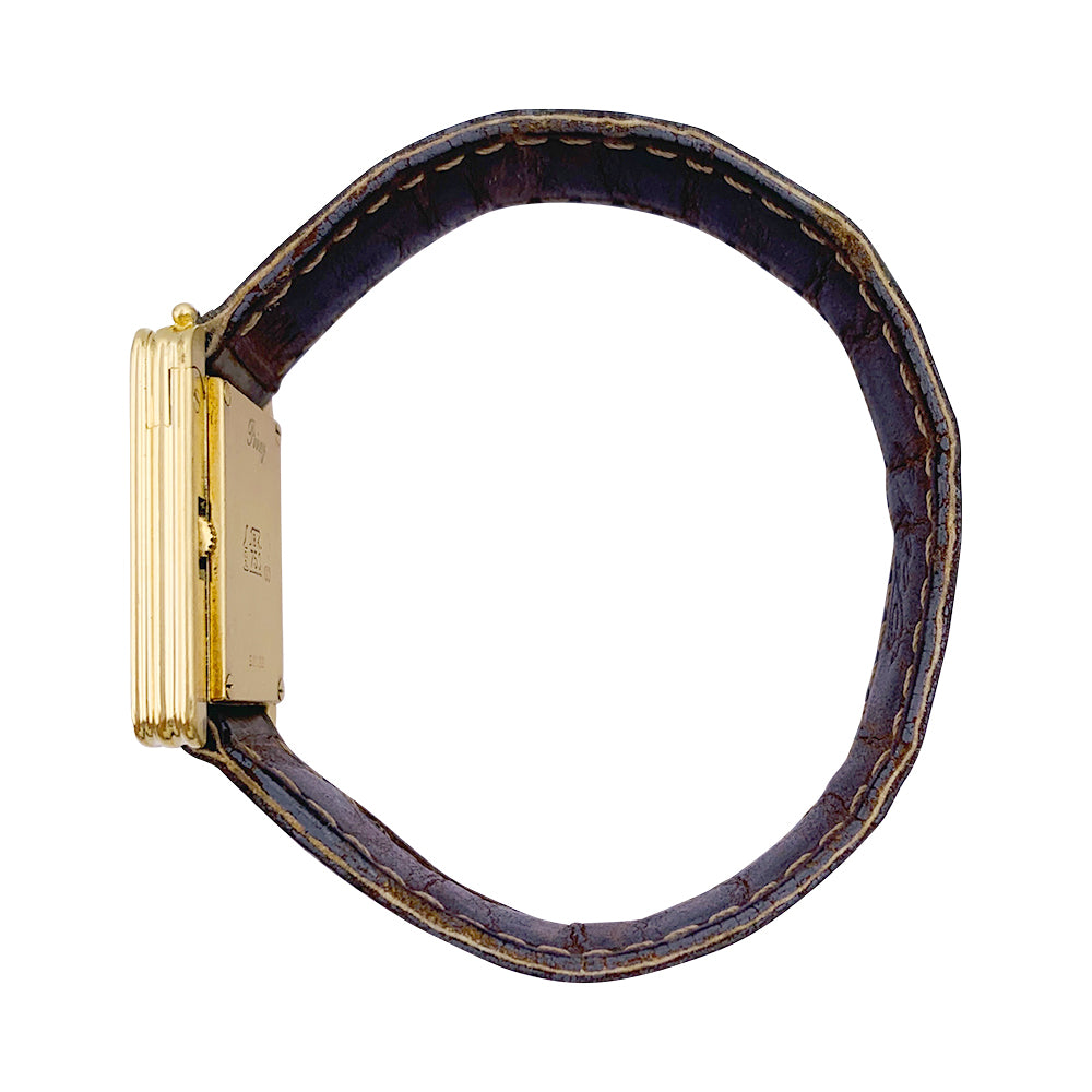 Poiray watch, "Ma Première", in yellow gold, interchangeable leather strap.