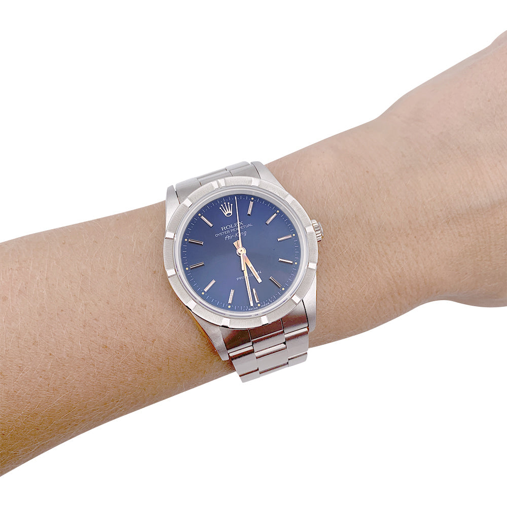 Montre Rolex, "Oyster Perpetual Air-King", en acier sur acier.