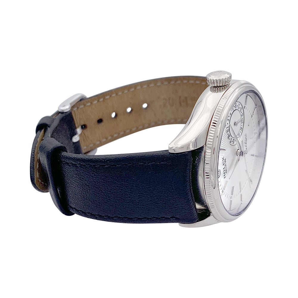Rolex watch, "Cellini Date", white gold, leather.