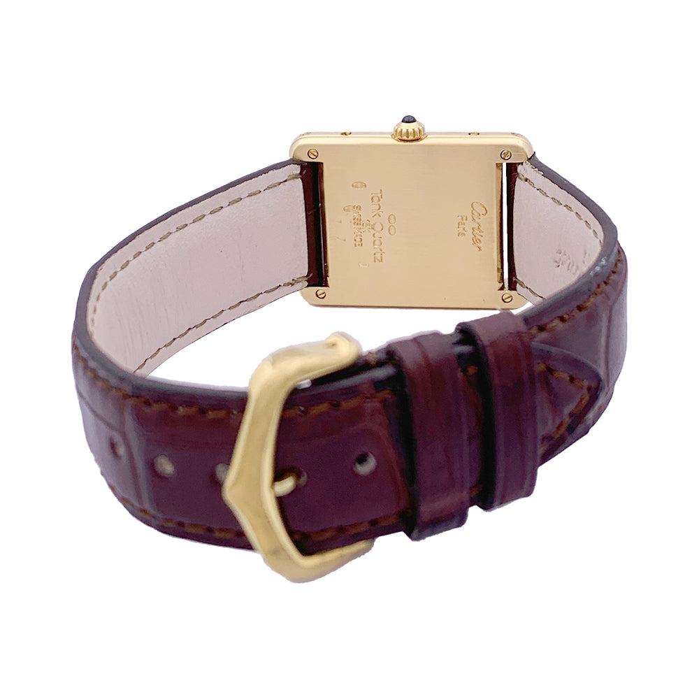 Cartier "Tank Louis Cartier" watch, yellow gold, leather.