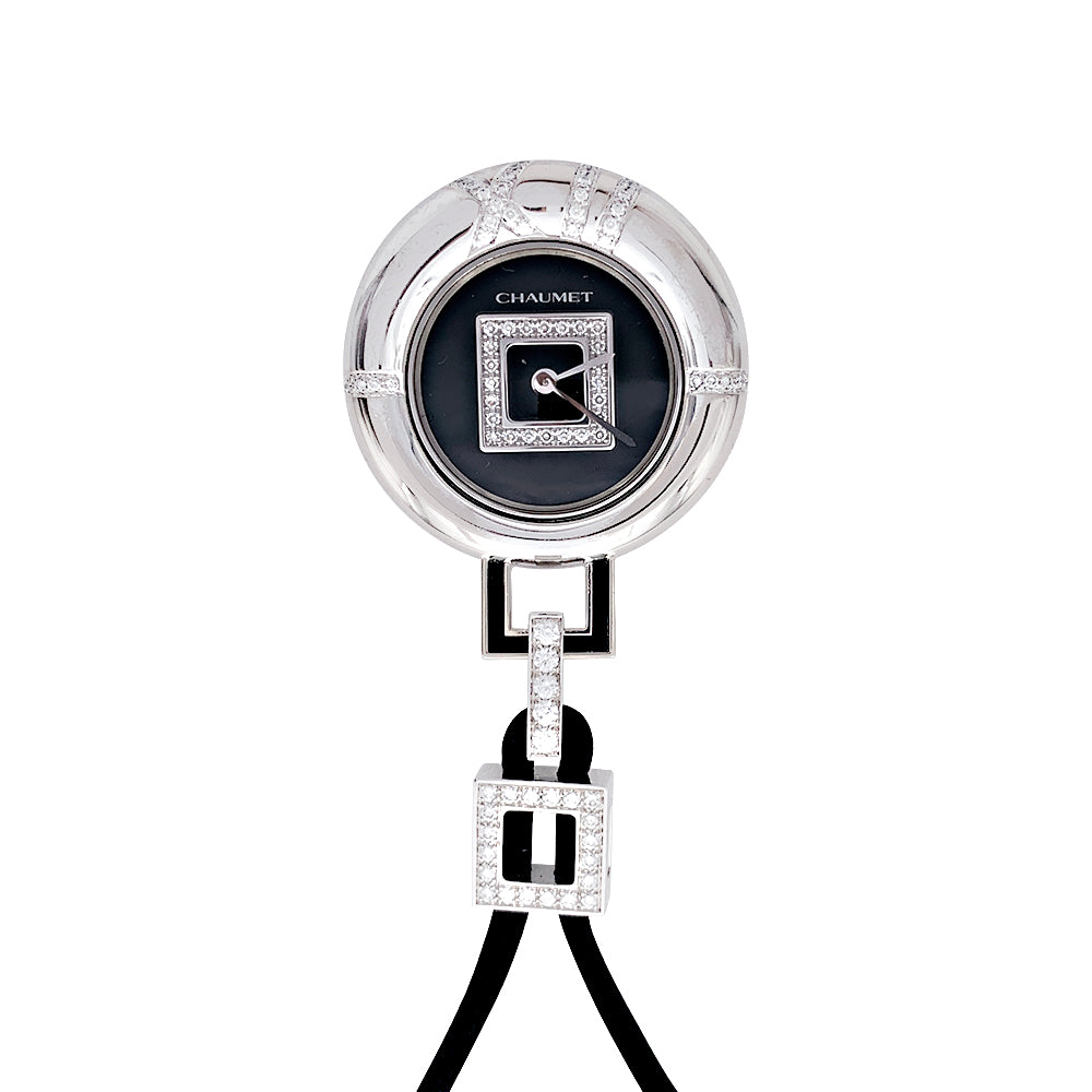 Chaumet pendant watch, "Anneau", white gold, diamonds.