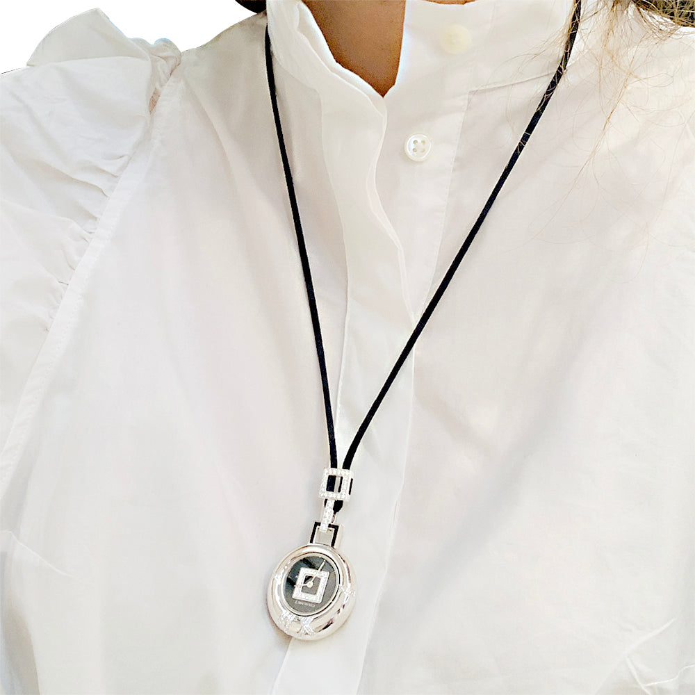 Chaumet pendant watch, "Anneau", white gold, diamonds.