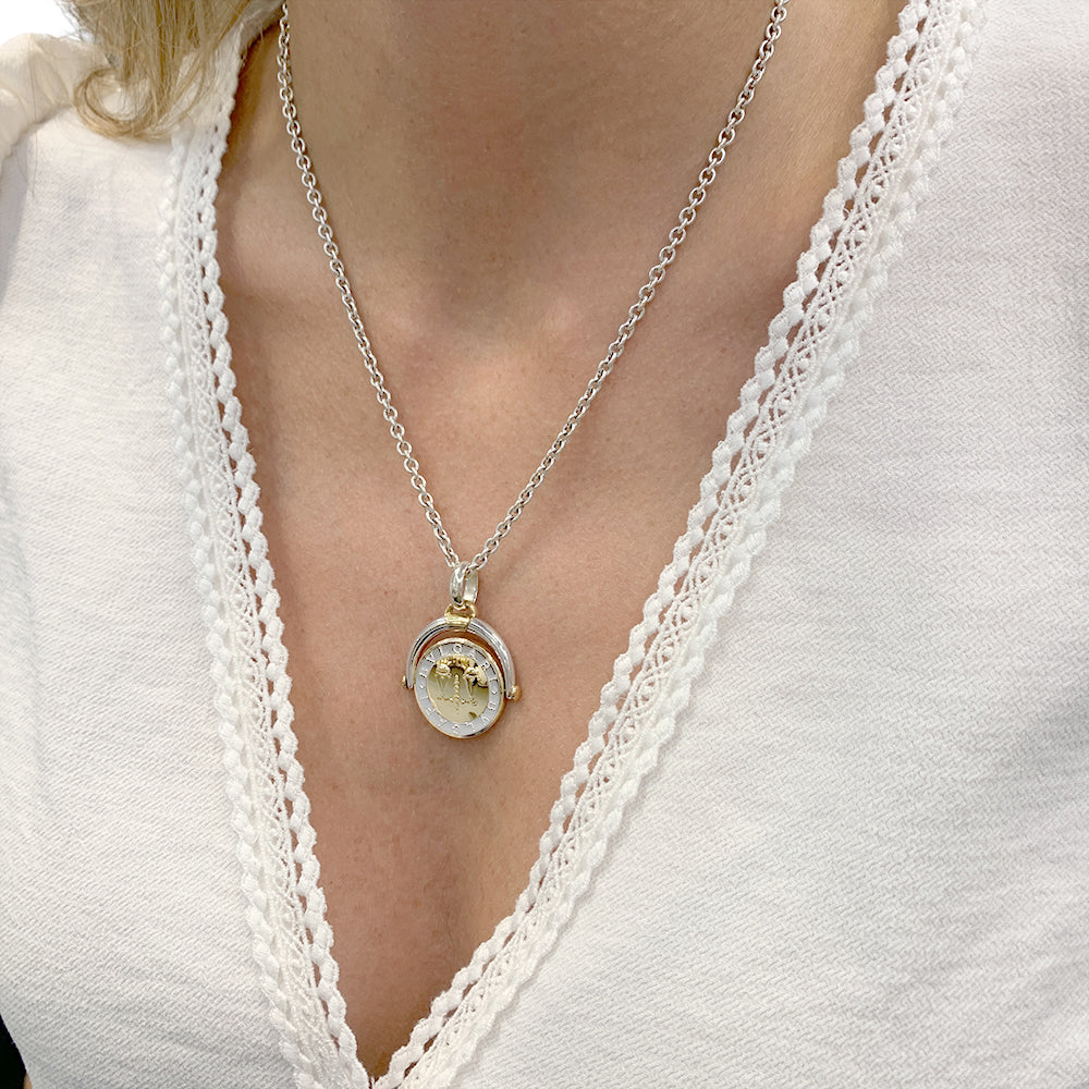 Bulgari necklace, "Libra Zodiac", white gold, yellow gold and steel.
