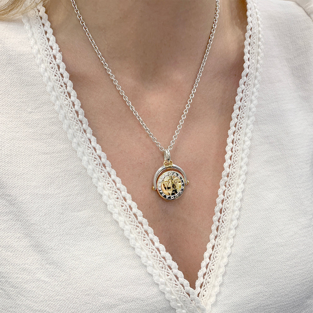 Bulgari necklace, "Libra Zodiac", white gold, yellow gold and steel.