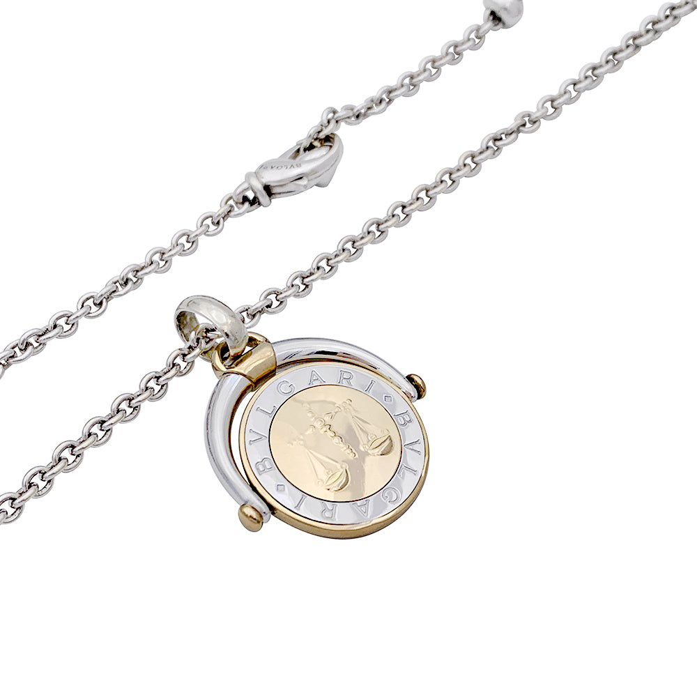 Collier Bulgari, "Zodiaque Balance", or blanc, or jaune et acier.