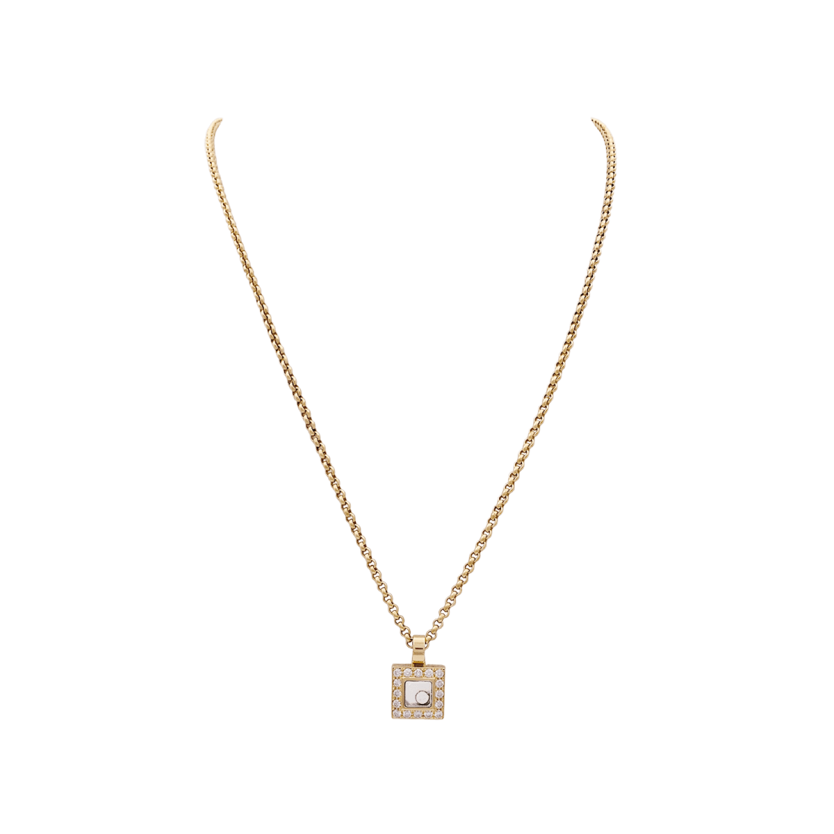 Collier Chopard, "Happy Square Diamond", or jaune, diamants. - Maison Eloe