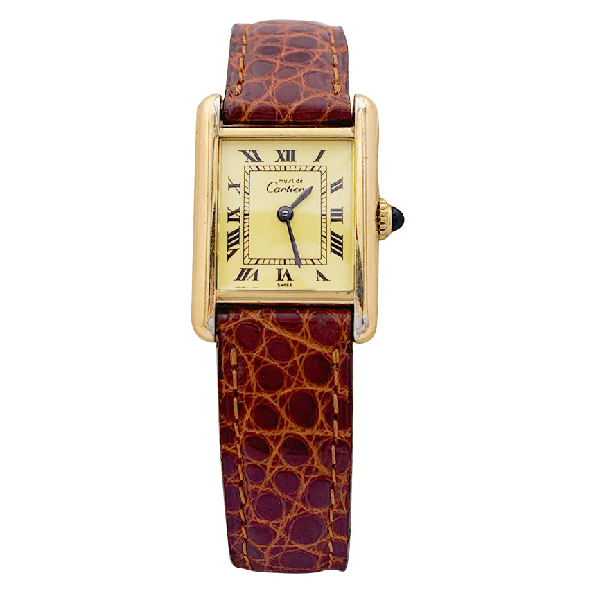Cartier "Tank Must" watch, gold-plated silver.