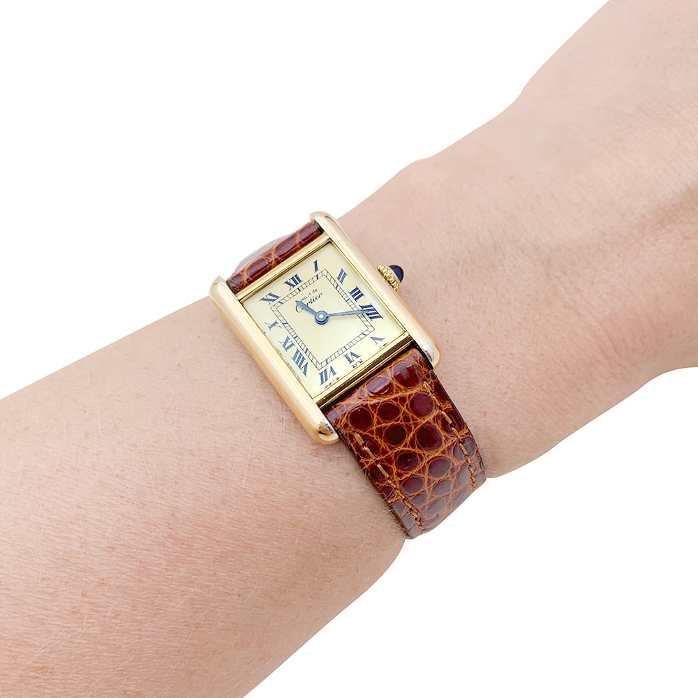 Cartier "Tank Must" watch, gold-plated silver.