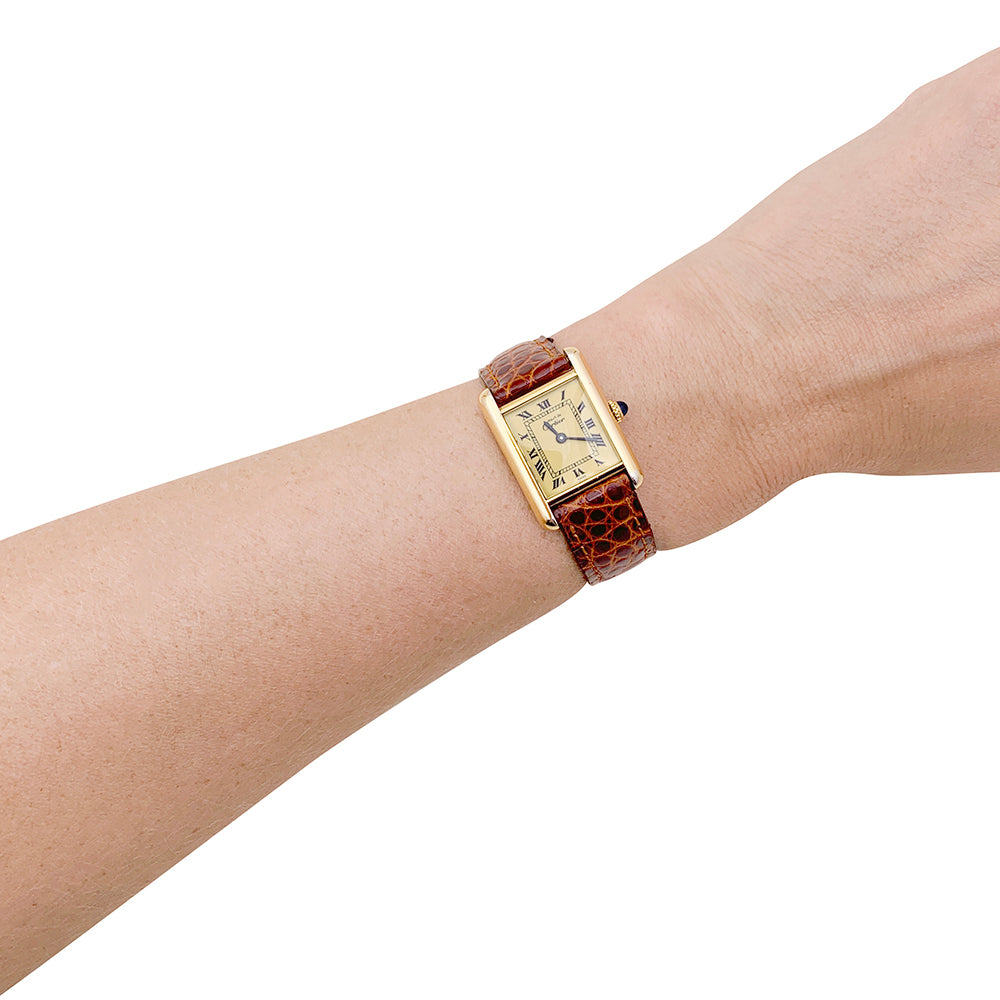 Cartier "Tank Must" watch, gold-plated silver.