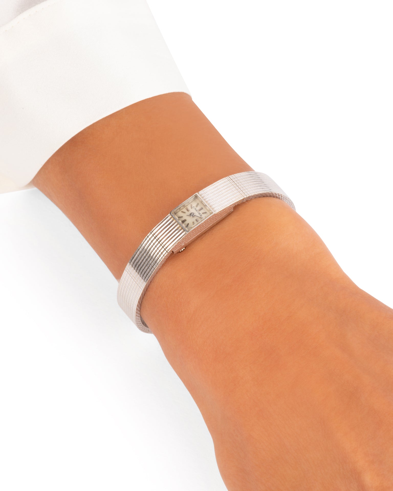 Cartier montre vintage en or gris Duoplan