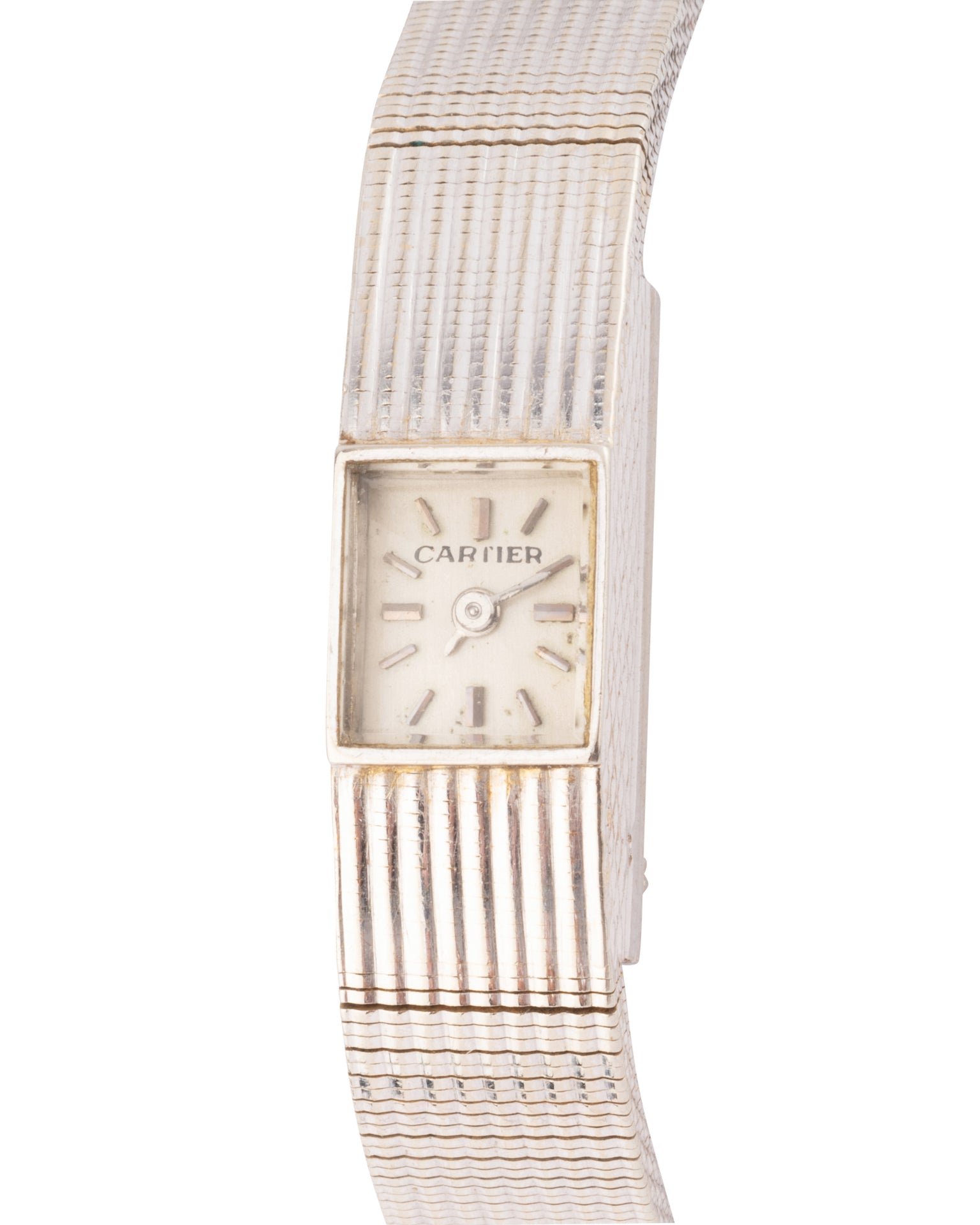 Cartier montre vintage en or gris Duoplan