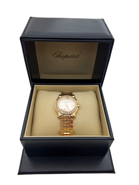 Montre Chopard "Happy Sport" en or rose et diamants.