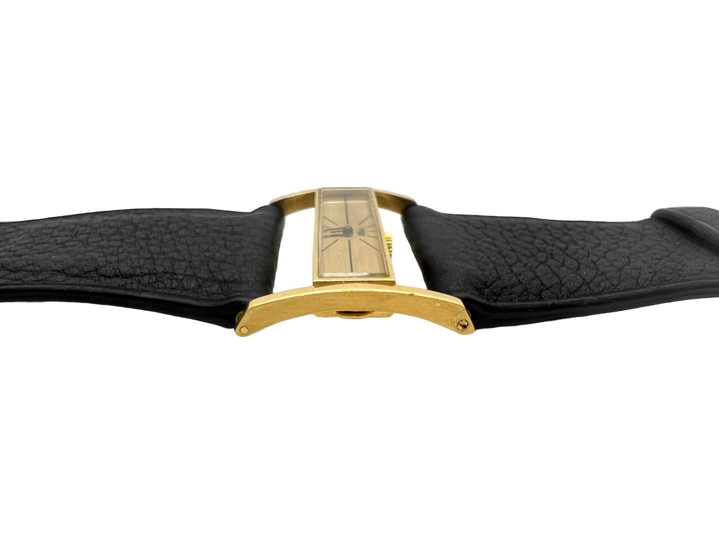 Fred vintage 18K yellow gold watch with leather strap