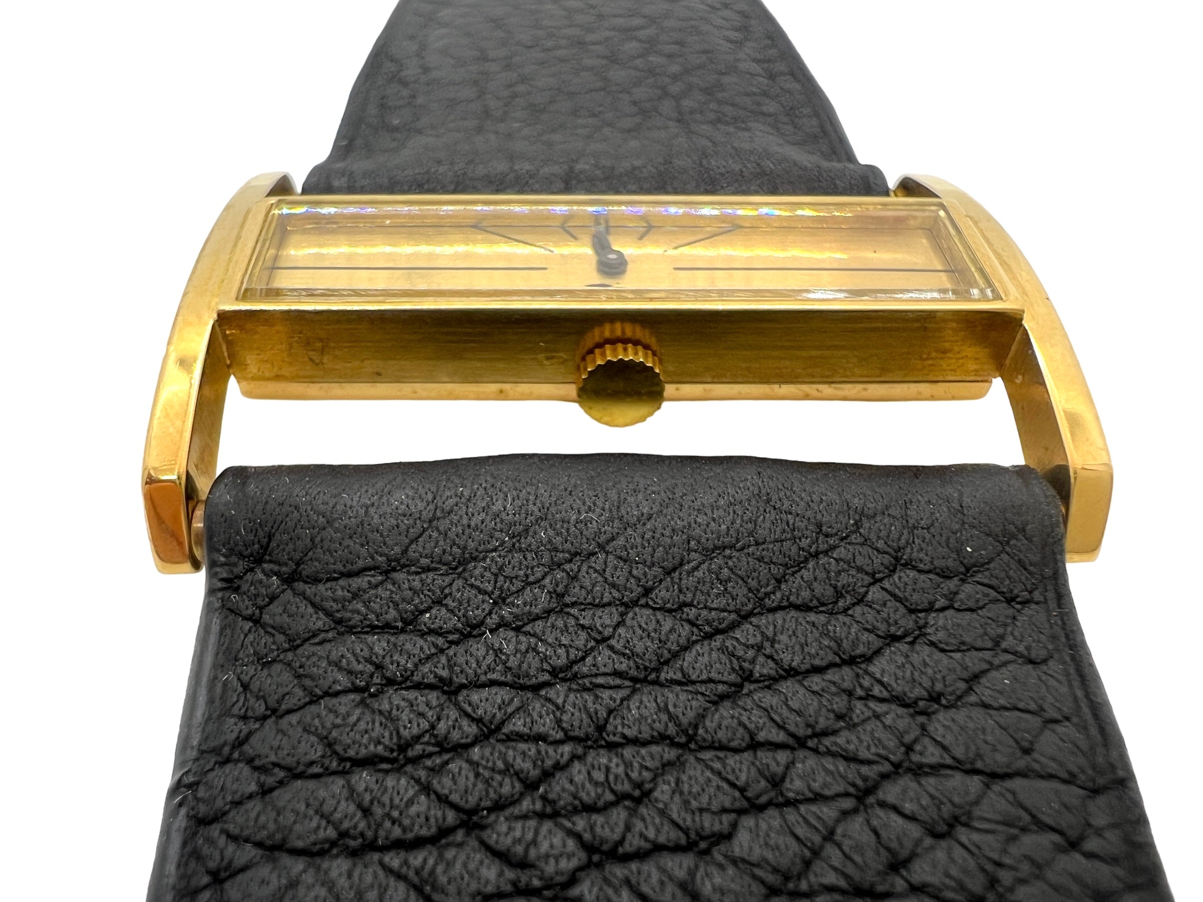 Fred vintage 18K yellow gold watch with leather strap