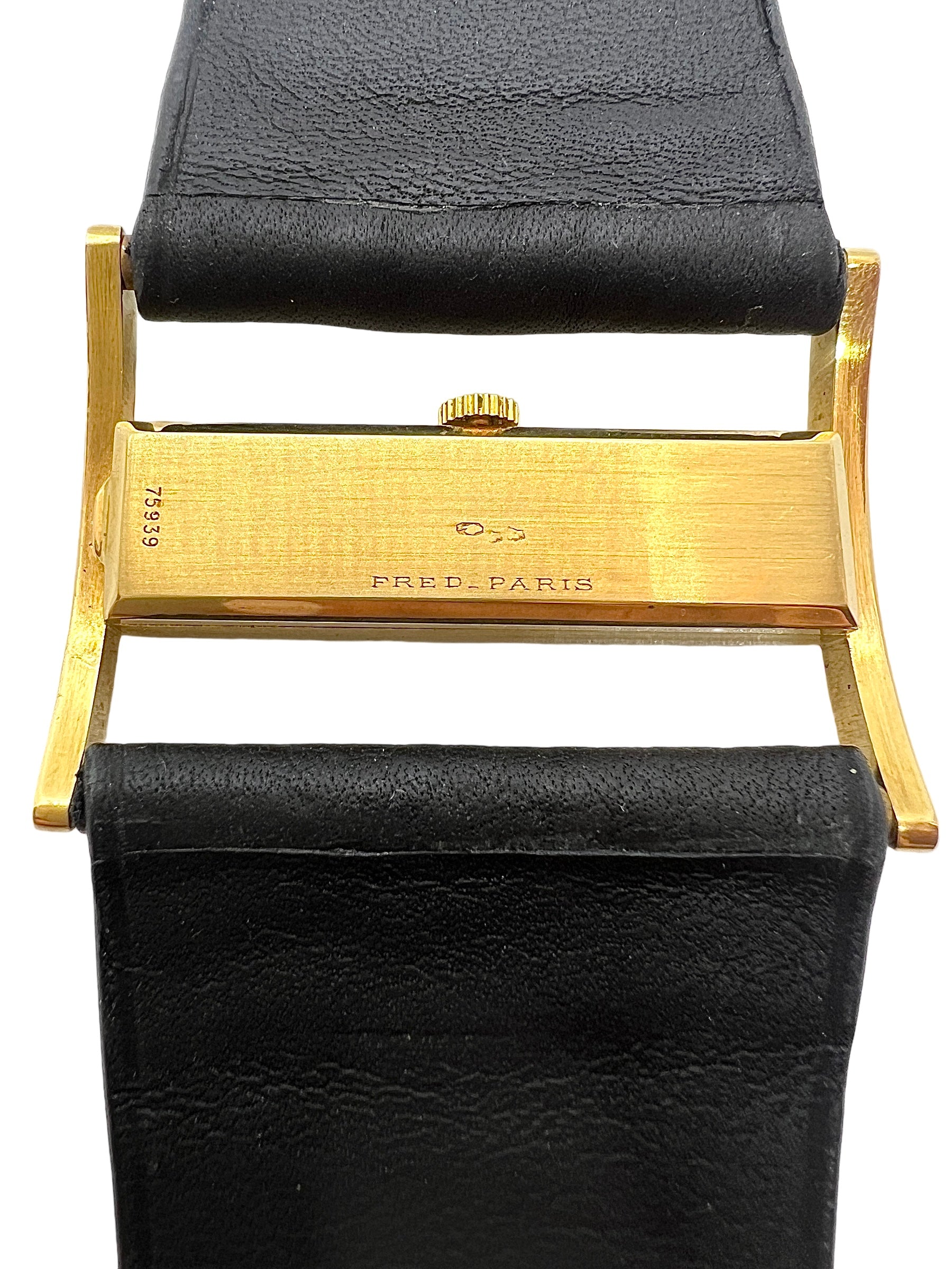 Fred vintage 18K yellow gold watch with leather strap