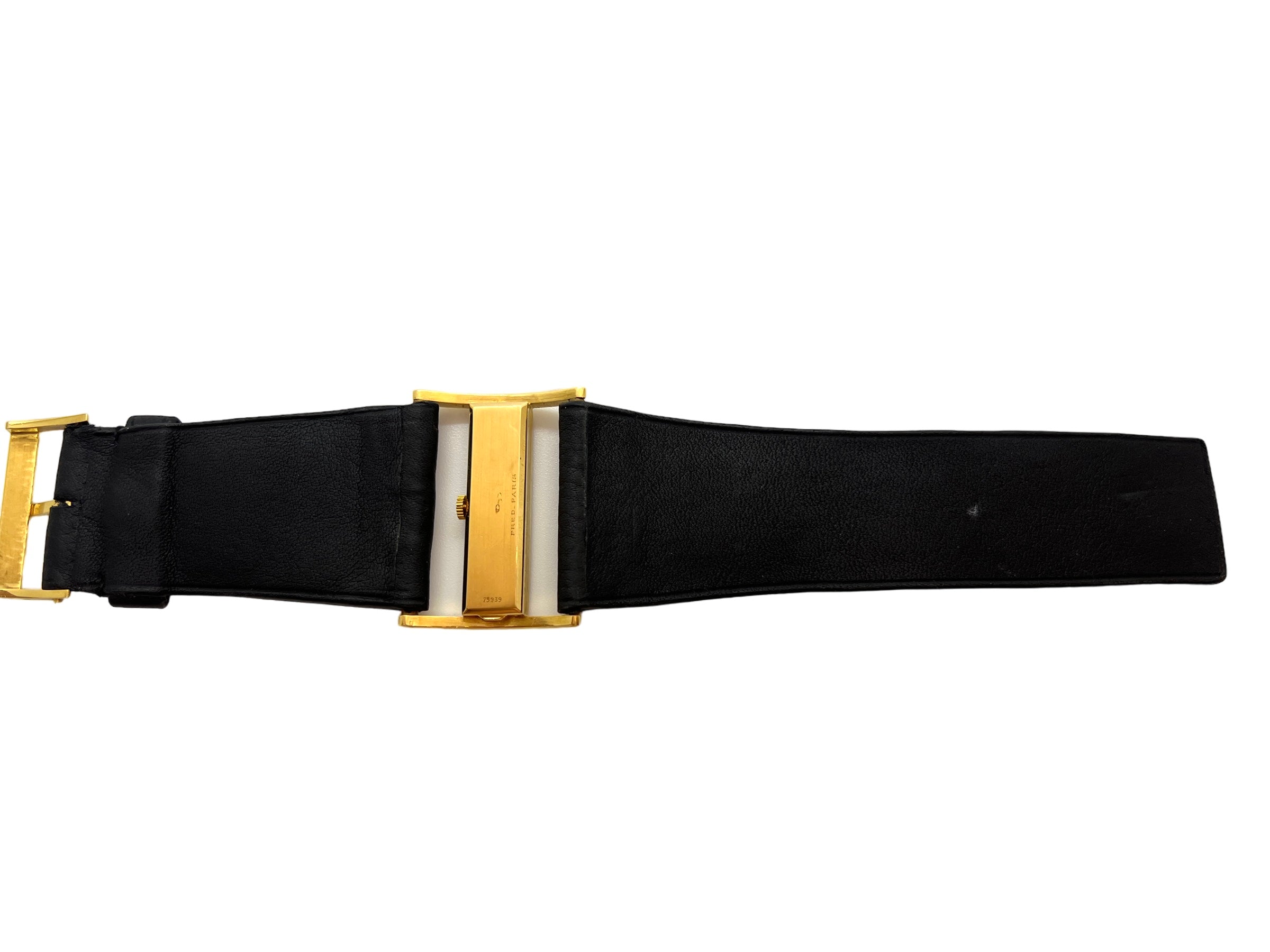 Fred vintage 18K yellow gold watch with leather strap