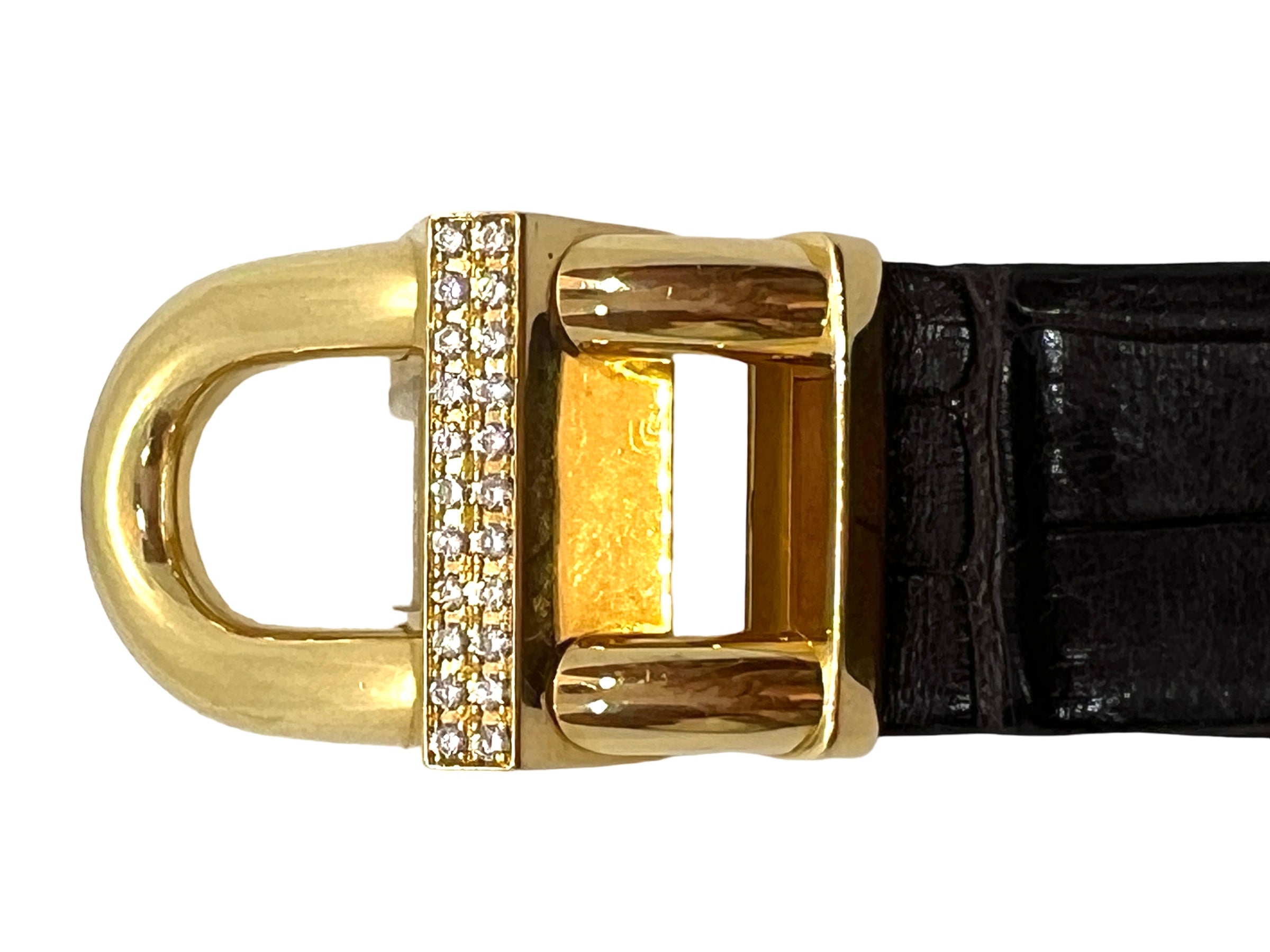 Van Cleef & Arpels "Cadenas" 18k yellow gold watch, diamonds on leather strap
