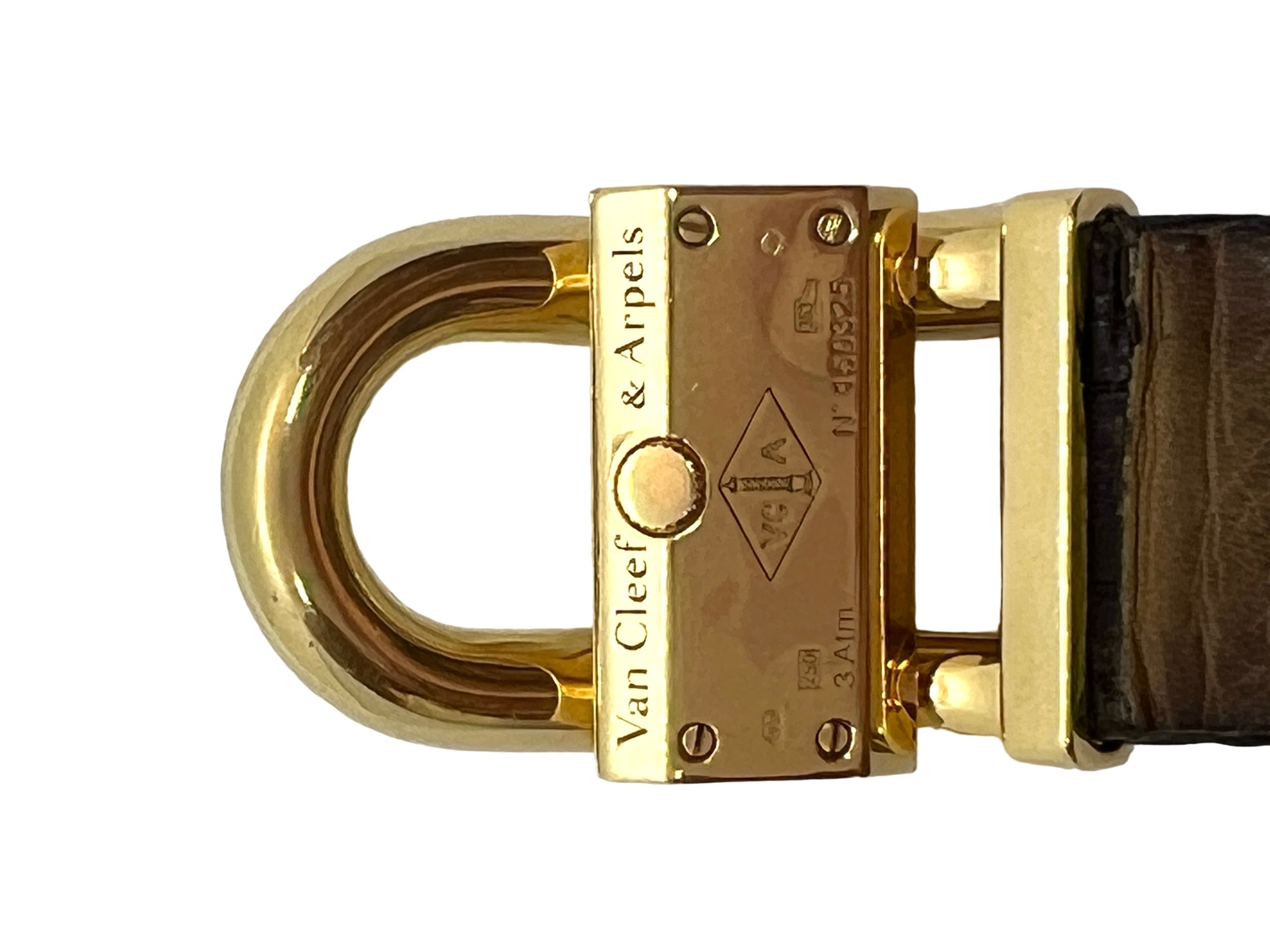 Van Cleef & Arpels "Cadenas" 18k yellow gold watch, diamonds on leather strap