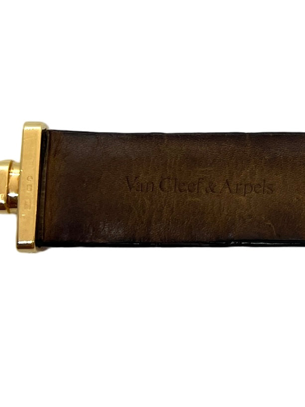 Van Cleef & Arpels "Cadenas" 18k yellow gold watch, diamonds on leather strap