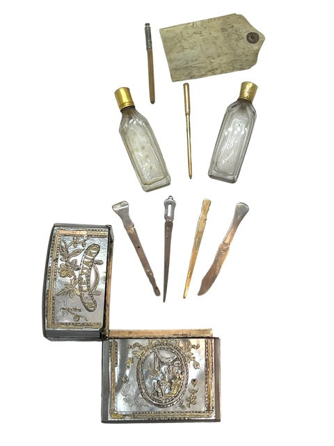 18th century toiletry set in silver-enhanced tableware, for the loyalty bus shelters.