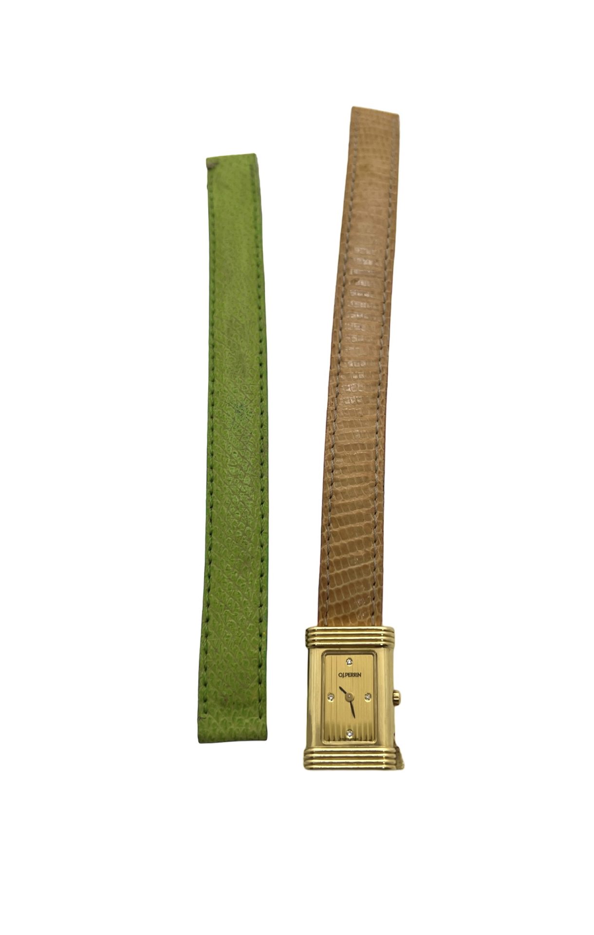 OJ Perrin gold watch on leather