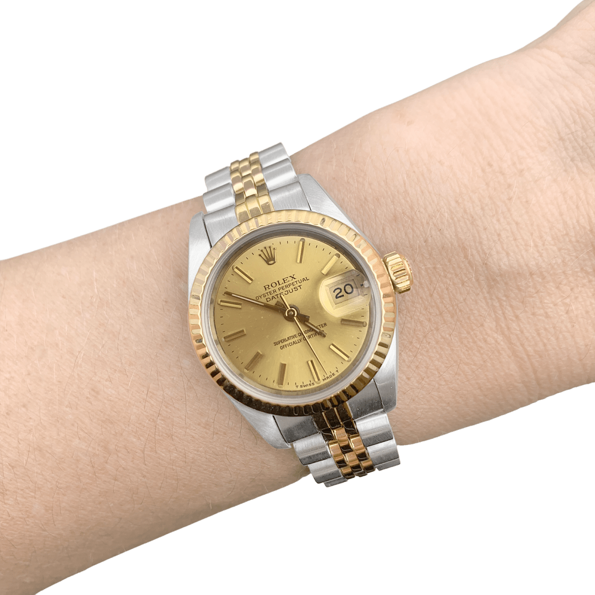 Montre Rolex "Oyster Perpetual Datejust" 69173 acier, or Vintage - Maison Eloe