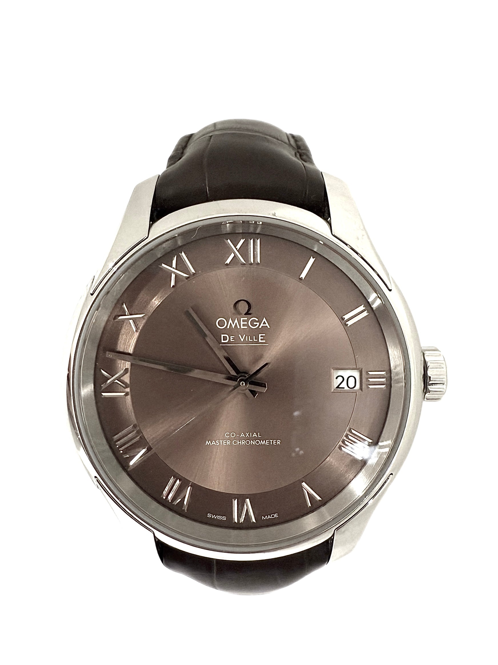 Omega De Ville watch in steel on leather, full set