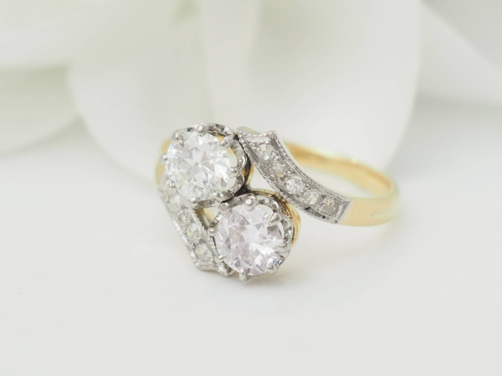 Bague Toi et Moi en or jaune et diamants