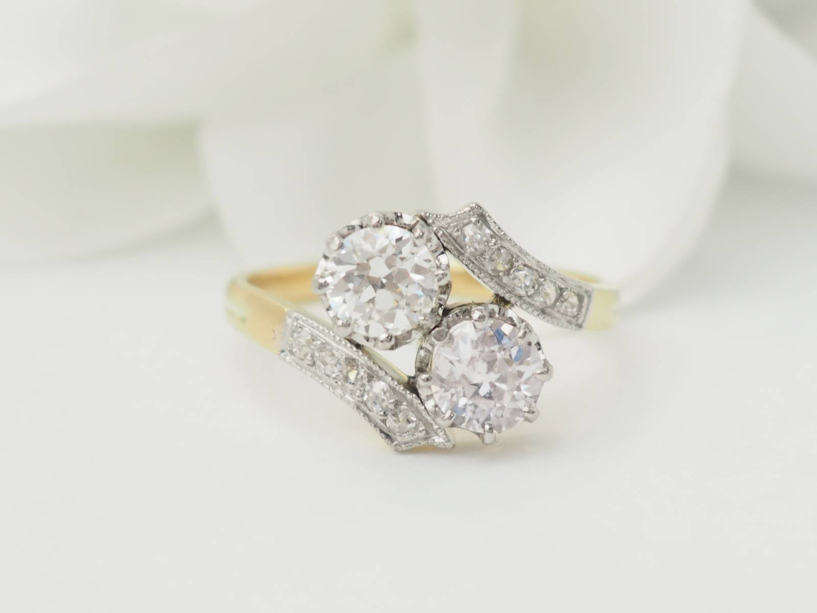 Bague Toi et Moi en or jaune et diamants