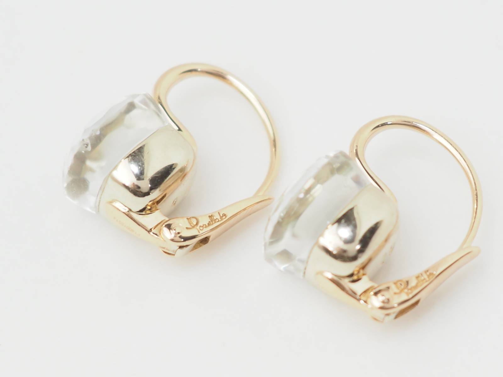 Boucles d'oreilles Pomellato en or rose et Topazes blanches