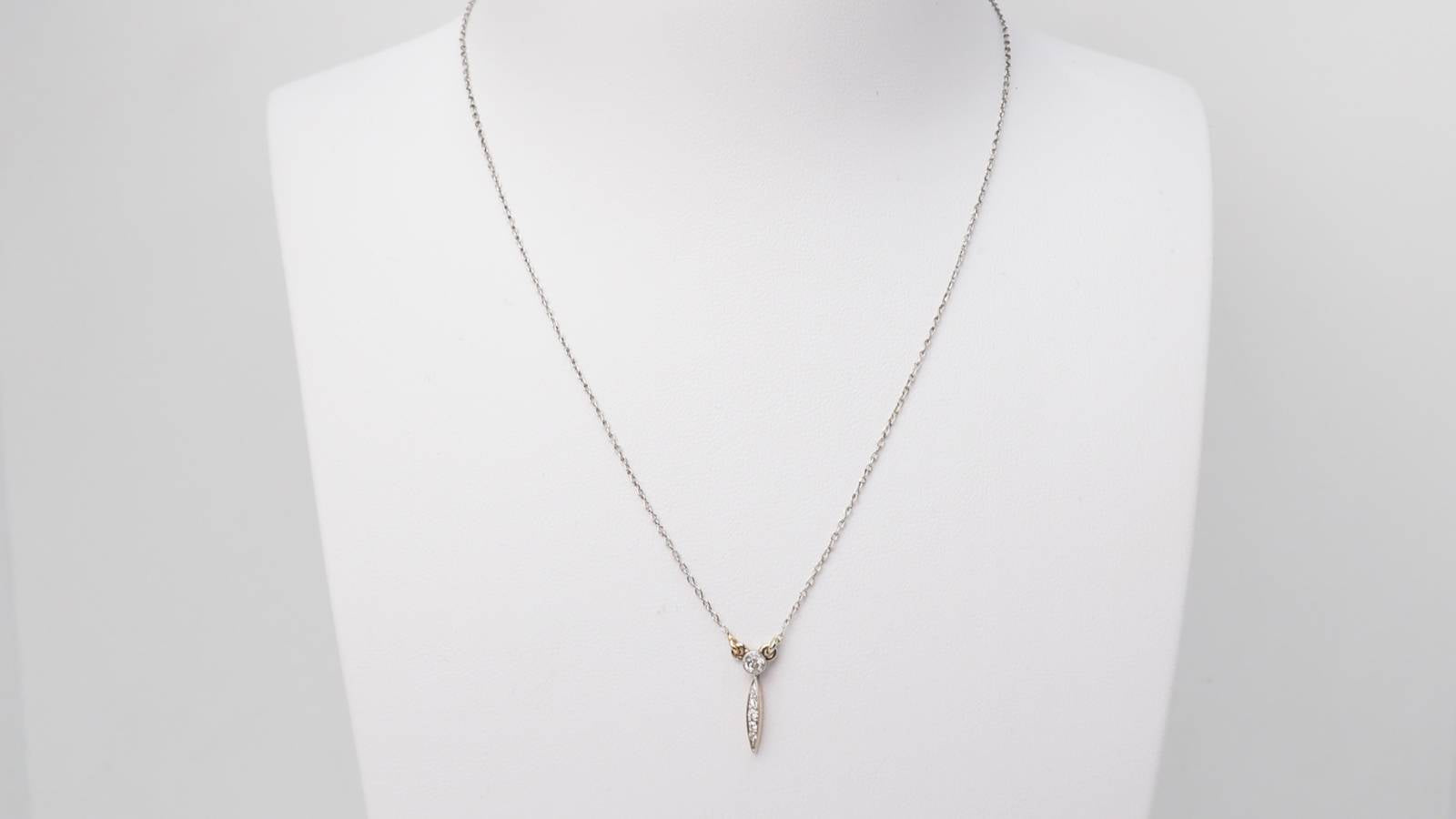 Collier ancien en or platine et diamants