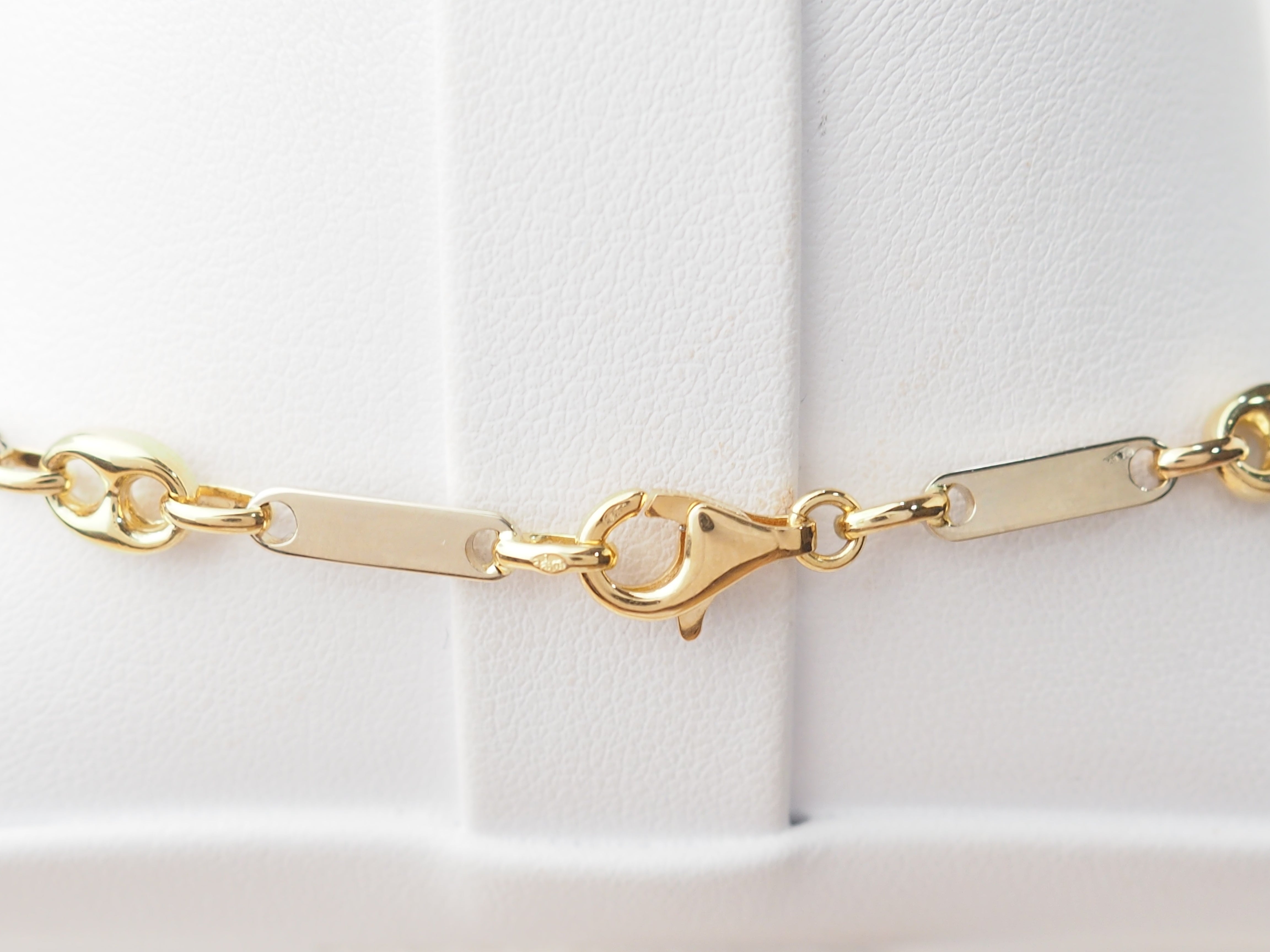 Collier grain de café or jaune et blanc