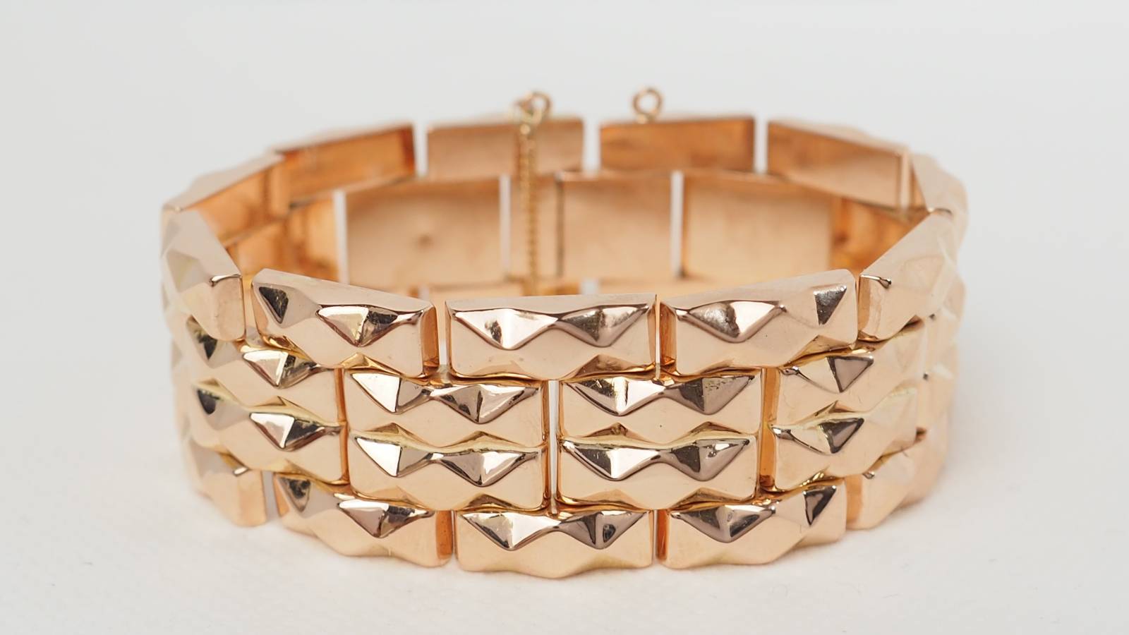 Bracelet tank années 1940 vintage en or rose