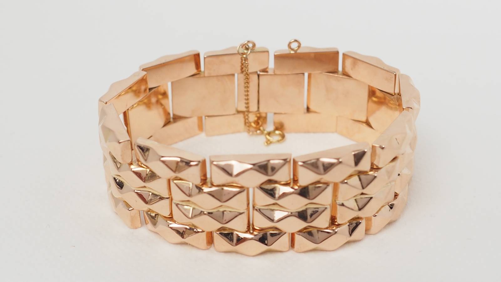 Bracelet tank années 1940 vintage en or rose