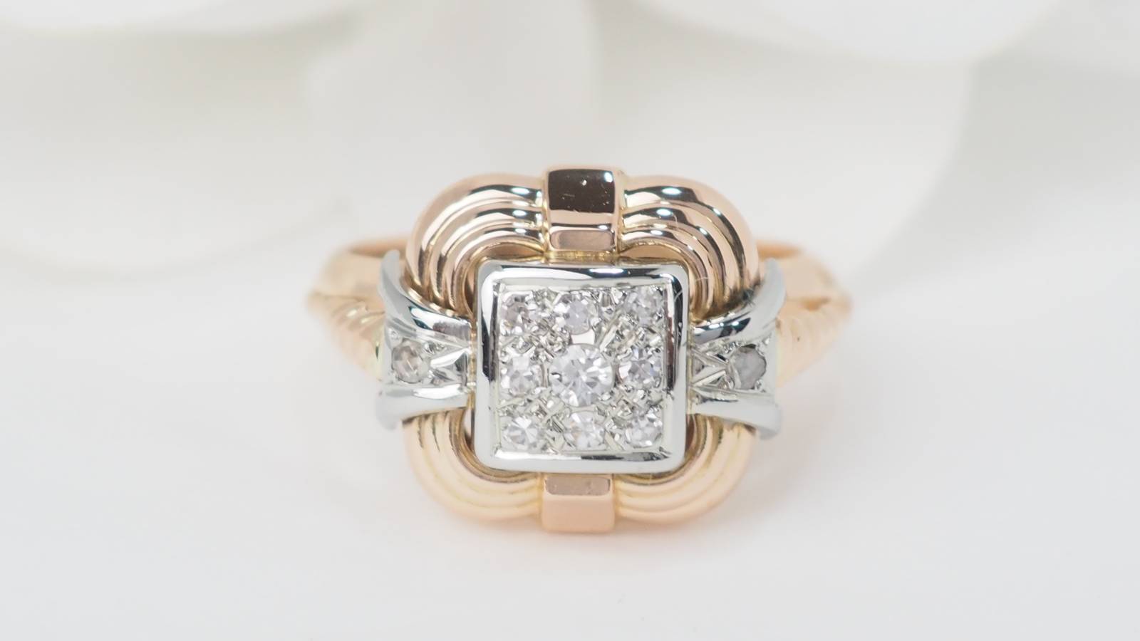 Bague Tank en or jaune et diamants